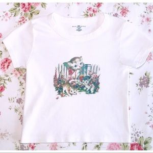 Brandy Melville Tops Brandy Melville Ashlyn White Kitten Print Crop Top Poshmark